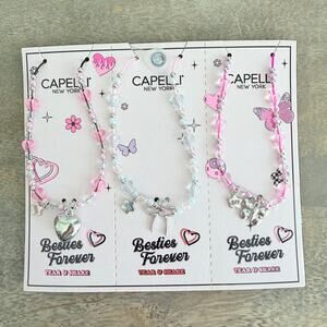 🍭6/$30 New Capelli New York Besties Forever Y2K Tear & Share Charm Necklace Set